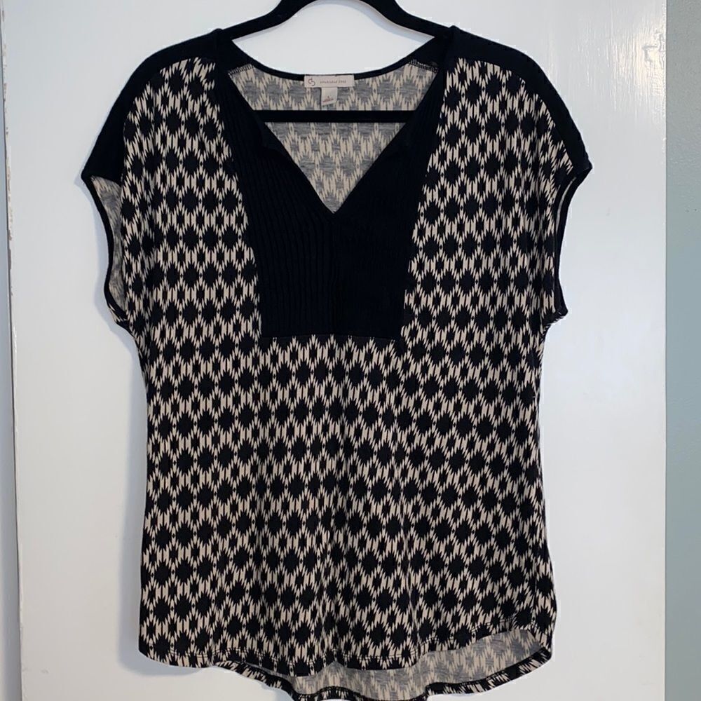 cB Established 1962 pattern pintuck black & ecru L